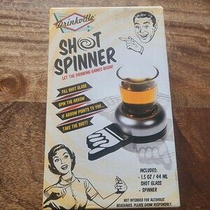 Drinkville Shot Spinner Clear Glass Spinner Game 1.5oz Bar Party Fun Novelty